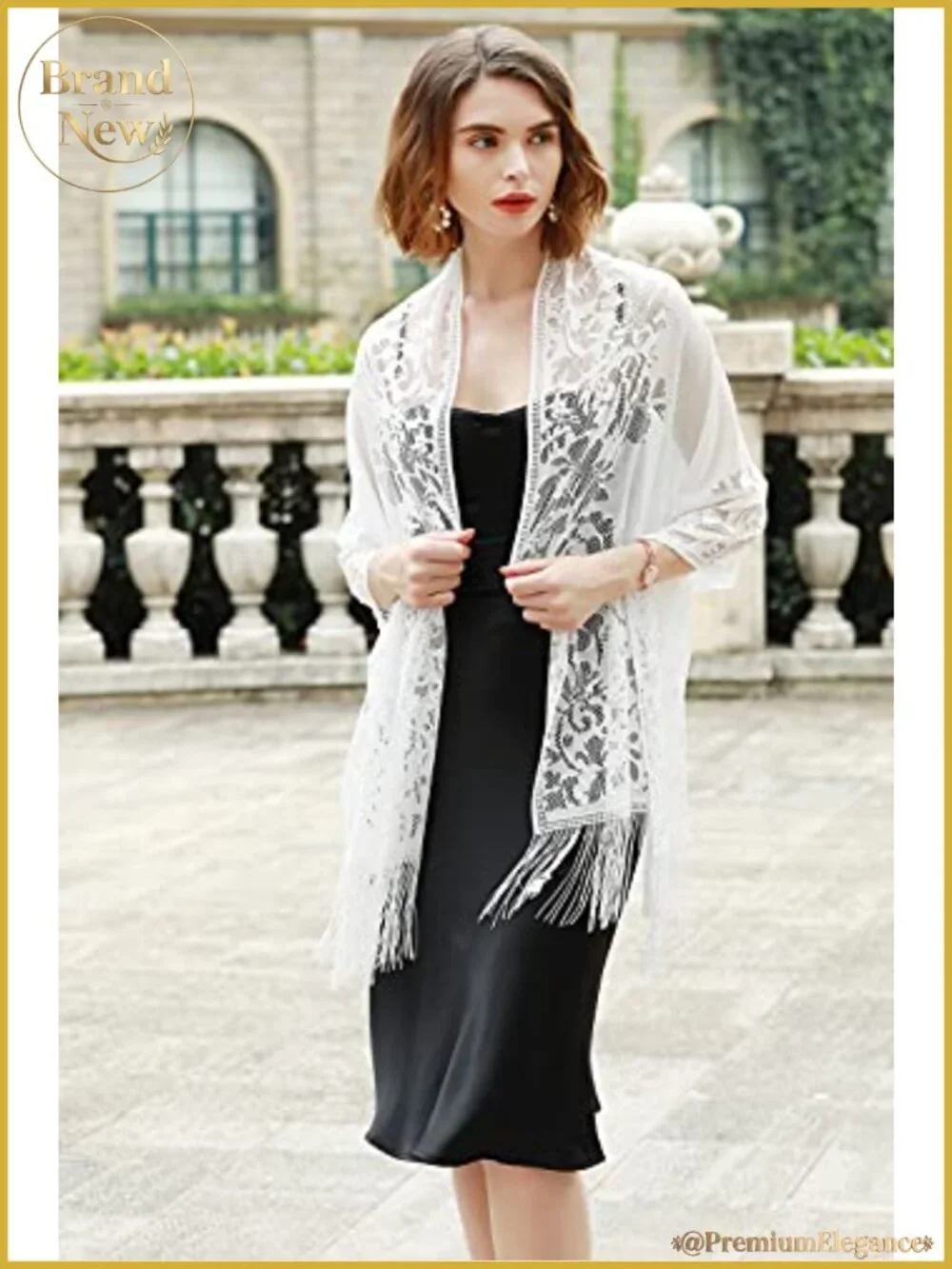 Women's 100% Polyester Shawl Wrap with Fringe for Evening Dresses and Weddings